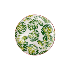 Ceramic Dessert Plate Tropical Leaf Print By Rice DK